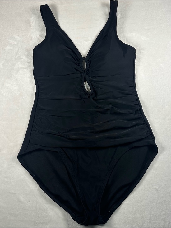 Time and Tru Other - Black One-Piece Swimsuit with Front Twist Cutouts